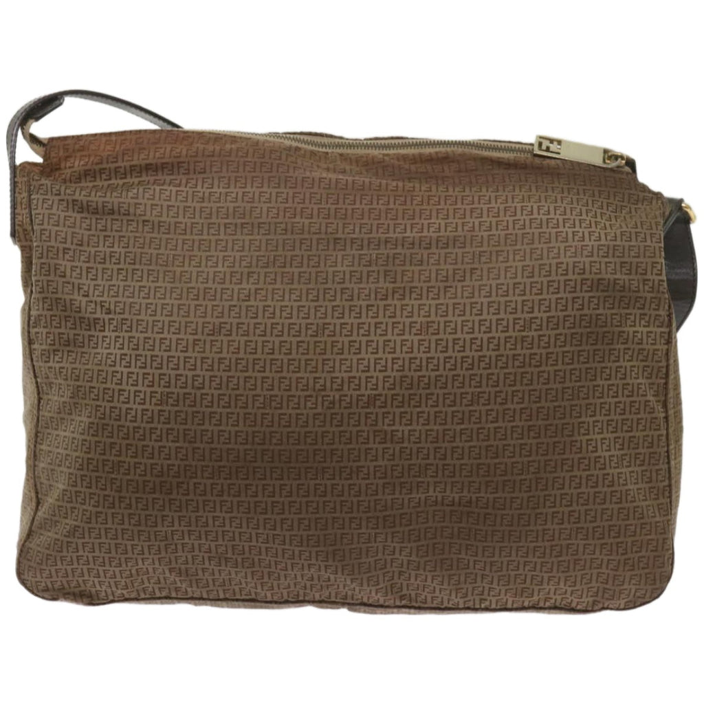 FENDI Zucchino Canvas Shoulder Bag Brown67343
