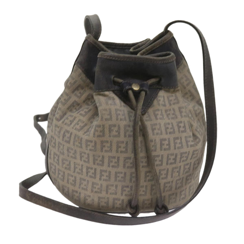 FENDI Zucchino Canvas Shoulder Bag Navy67351