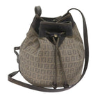 FENDI Zucchino Canvas Shoulder Bag Navy67351