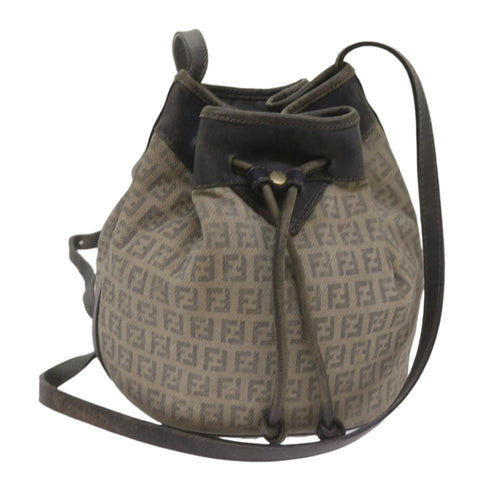 FENDI Zucchino Canvas Shoulder Bag Navy67351