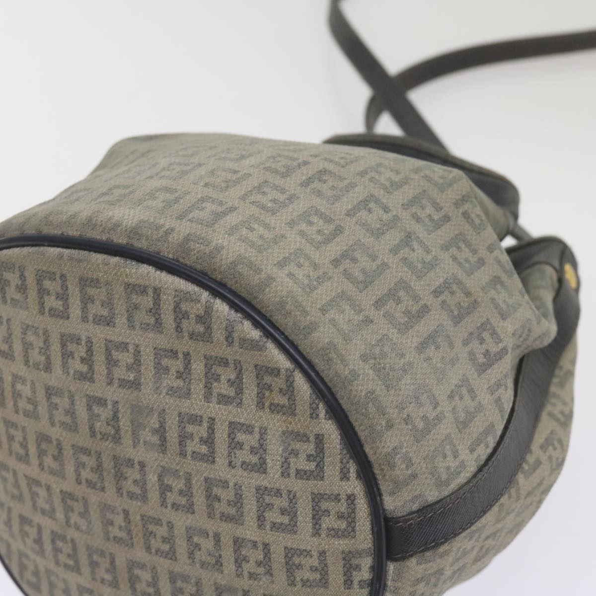 FENDI Zucchino Canvas Shoulder Bag Navy67351