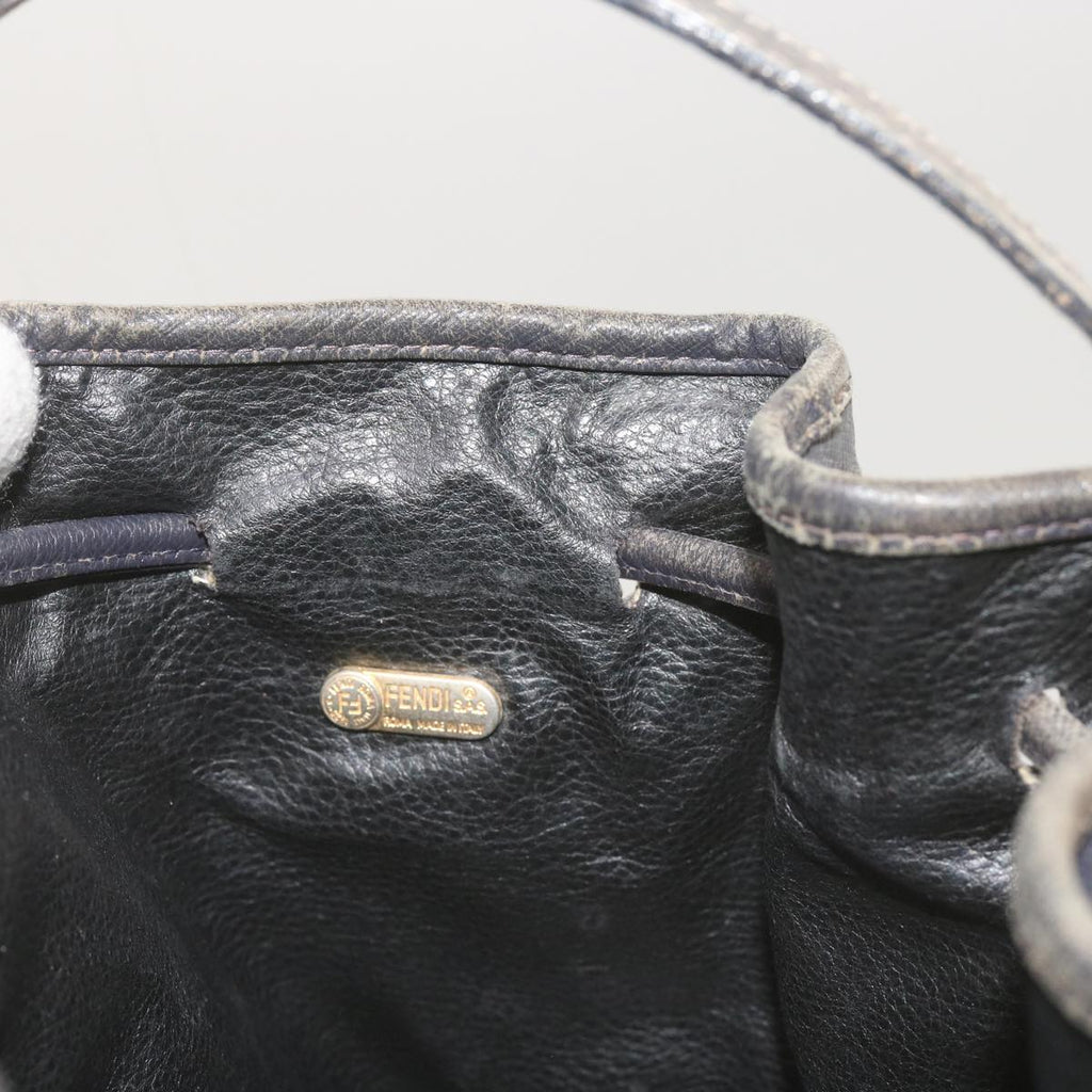 FENDI Zucchino Canvas Shoulder Bag Navy67351