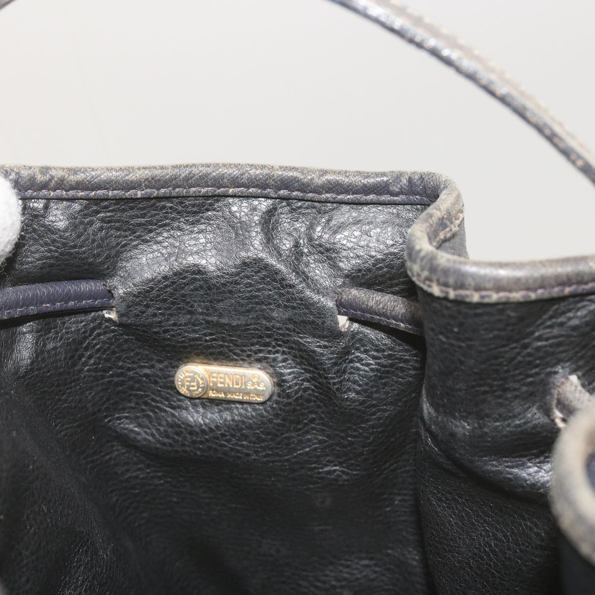 FENDI Zucchino Canvas Shoulder Bag Navy67351