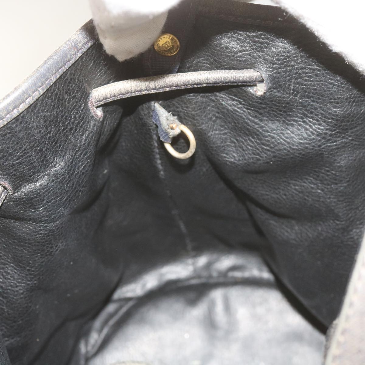 FENDI Zucchino Canvas Shoulder Bag Navy67351