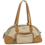 PRADA Hand Bag Canvas Beige 67412