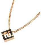 Fendi Forever FF Cube Pendant Necklace Black