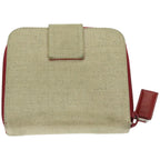 PRADA Wallet Canvas Beige Red  67550