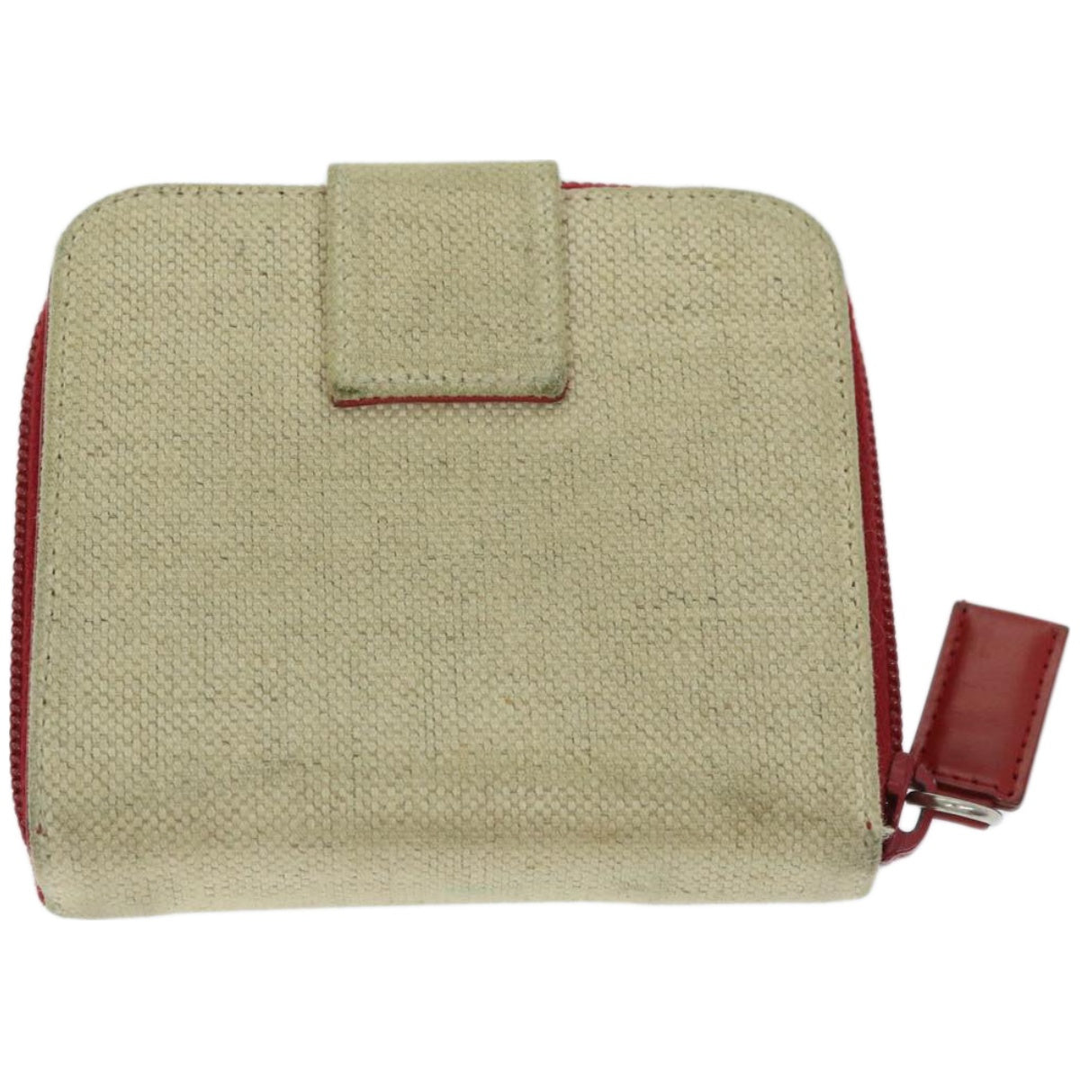 PRADA Wallet Canvas Beige Red  67550
