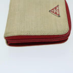 PRADA Wallet Canvas Beige Red  67550