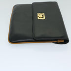 CELINE Clutch Bag Leather Black  67581