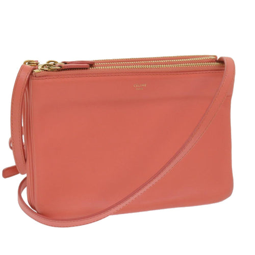 CELINE Trio Shoulder Bag Leather Pink  67657