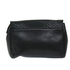CELINE Chain Shoulder Bag Leather Black Auth 67658