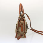 Chloe Harley Shoulder Bag Canvas Leather Beige Brown 67671