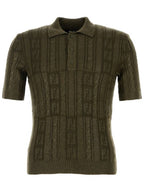 Fendi FF Motif Wool Polo Shirt Green