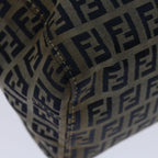 FENDI Zucchino Canvas Mamma Baguette Hand Bag Navy67746