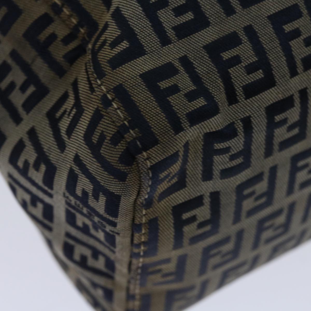 FENDI Zucchino Canvas Mamma Baguette Hand Bag Navy67746