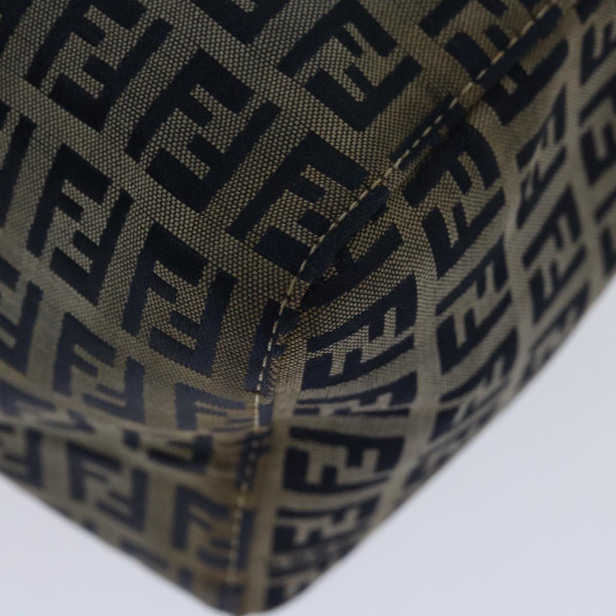 FENDI Zucchino Canvas Mamma Baguette Hand Bag Navy67746