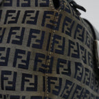 FENDI Zucchino Canvas Mamma Baguette Hand Bag Navy67746