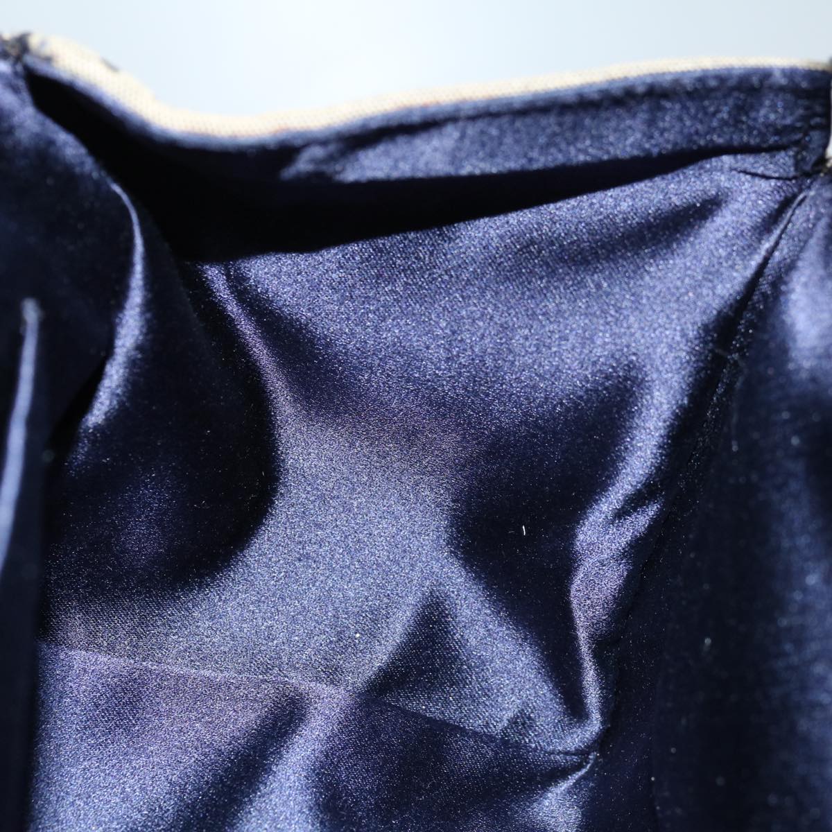 FENDI Zucchino Canvas Mamma Baguette Hand Bag Navy67746