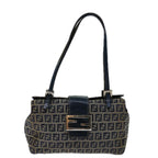 FENDI Zucchino Canvas Mamma Baguette Hand Bag Navy67746