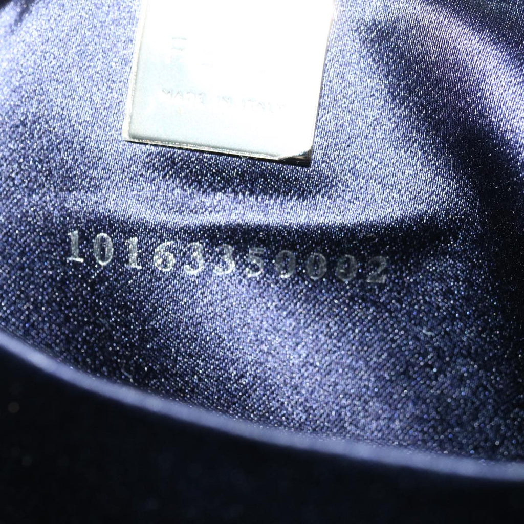 FENDI Zucchino Canvas Mamma Baguette Hand Bag Navy67746