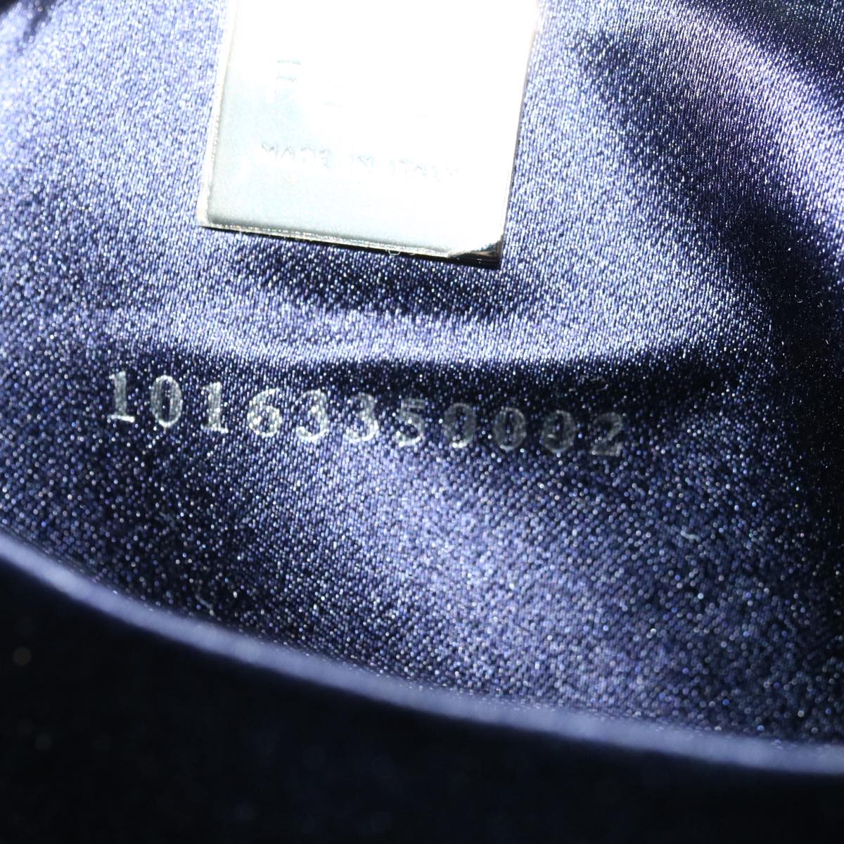 FENDI Zucchino Canvas Mamma Baguette Hand Bag Navy67746