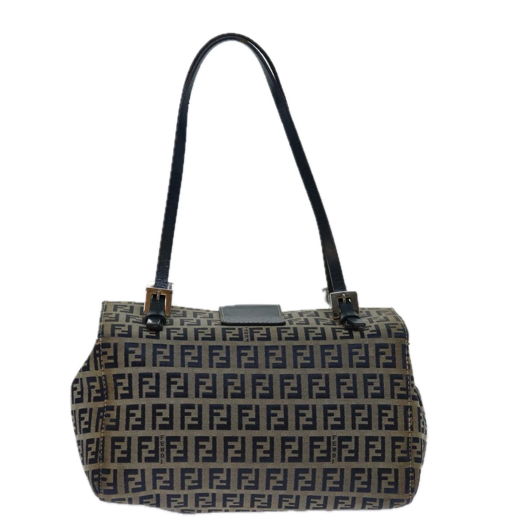 FENDI Zucchino Canvas Mamma Baguette Hand Bag Navy67746