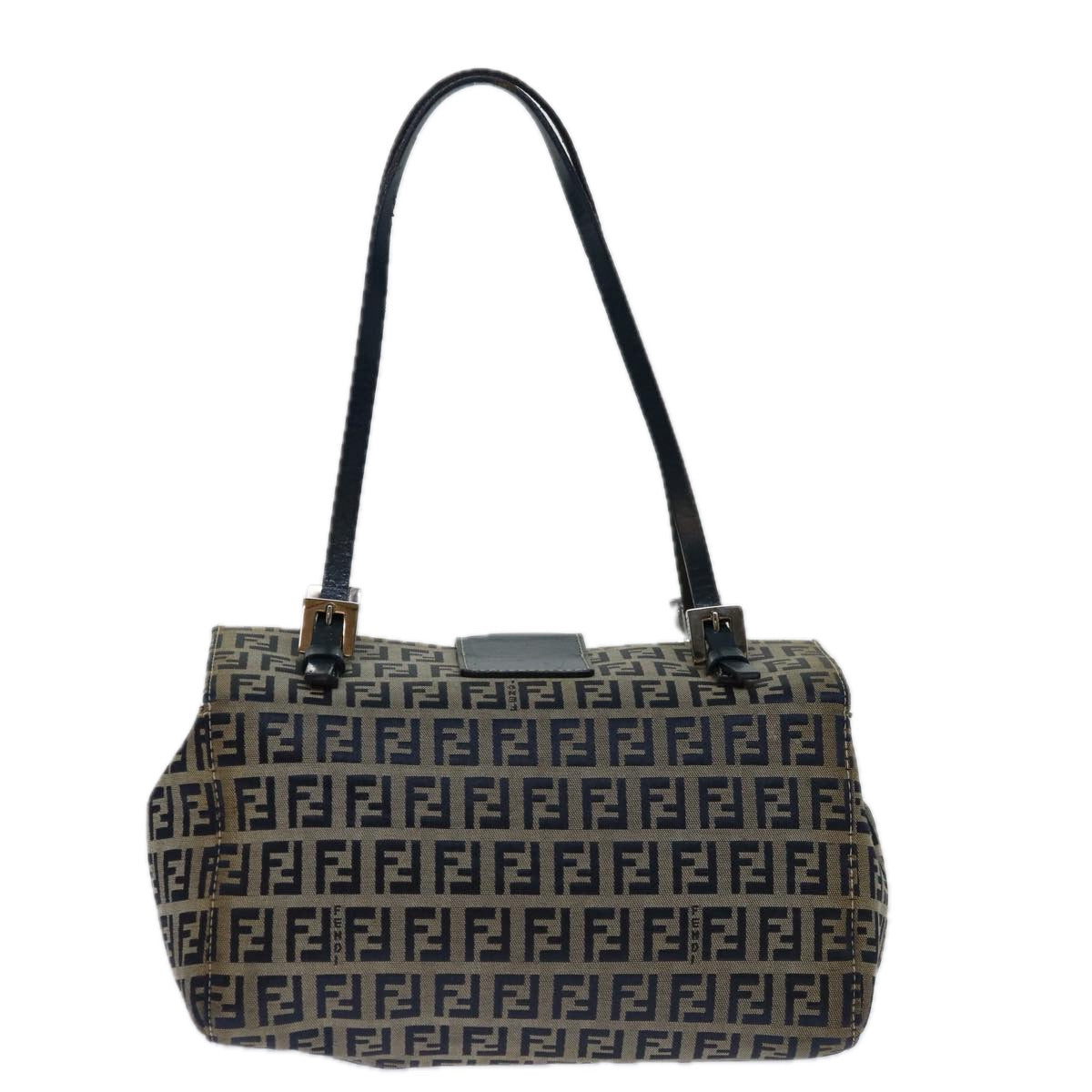 FENDI Zucchino Canvas Mamma Baguette Hand Bag Navy67746