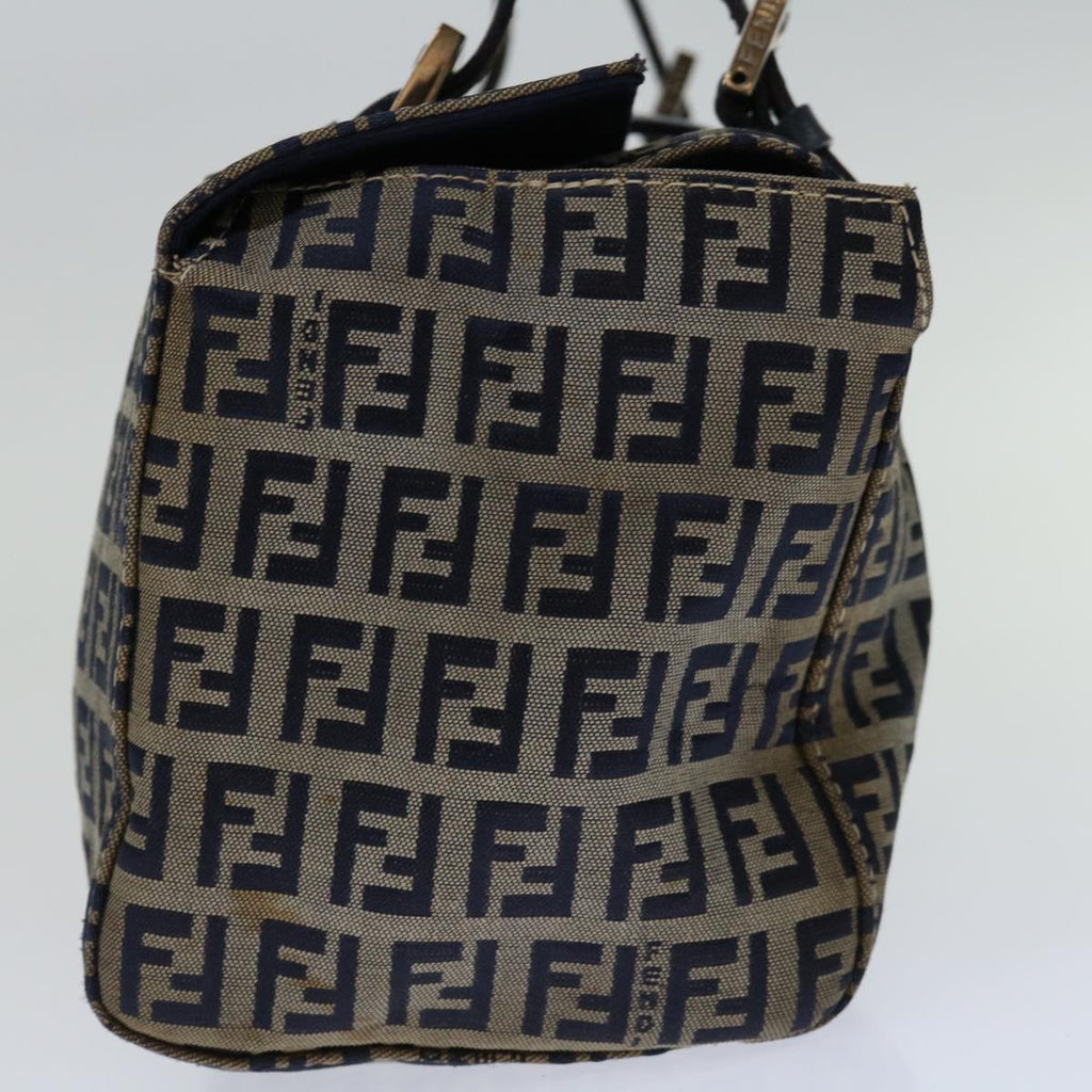 FENDI Zucchino Canvas Mamma Baguette Hand Bag Navy67746