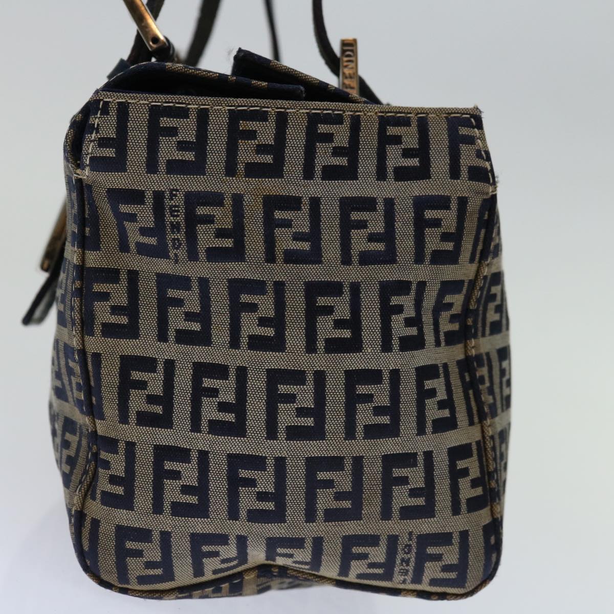 FENDI Zucchino Canvas Mamma Baguette Hand Bag Navy67746