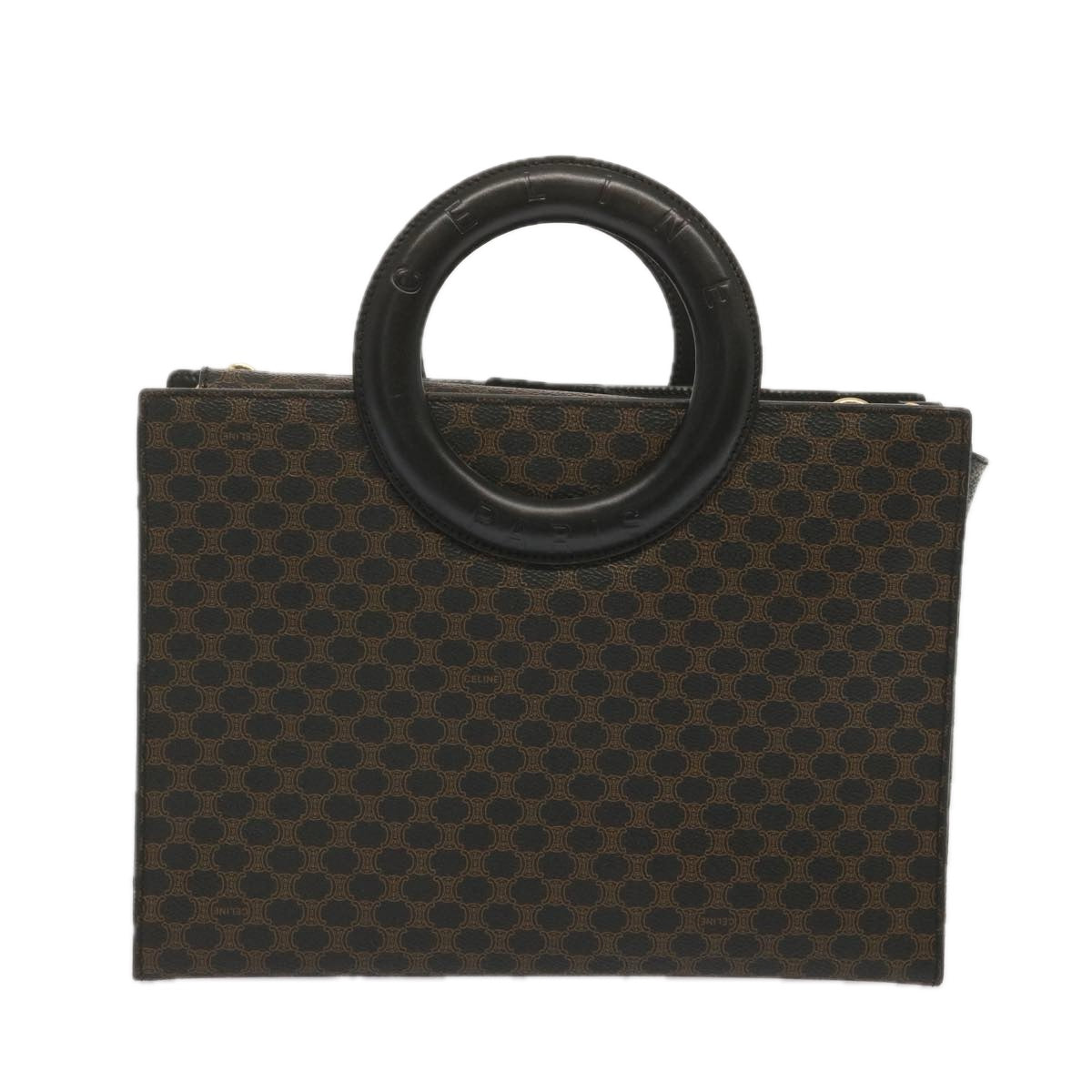 CELINE Macadam Canvas Hand Bag PVC 2way Black Auth 67776A