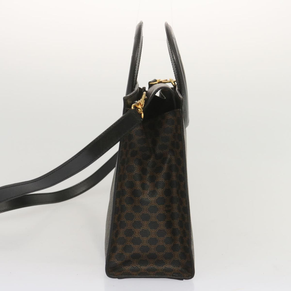 CELINE Macadam Canvas Hand Bag PVC 2way Black Auth 67776A