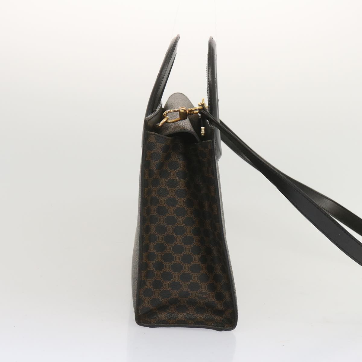 CELINE Macadam Canvas Hand Bag PVC 2way Black Auth 67776A