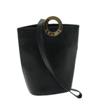 CELINE Shoulder Bag Leather Black  67807