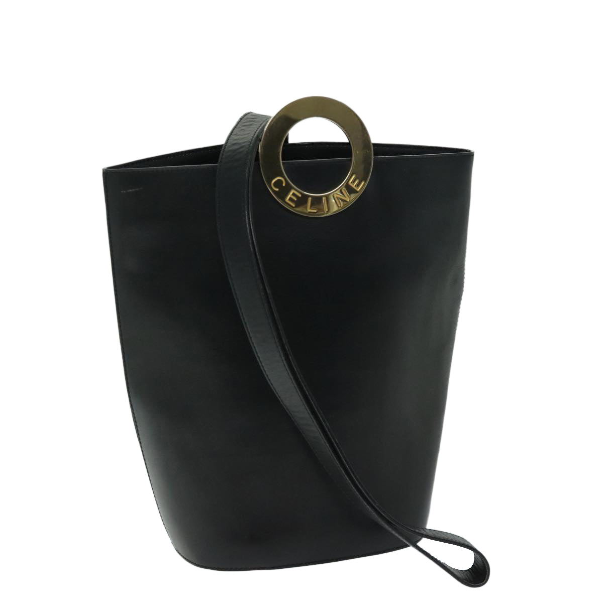 CELINE Shoulder Bag Leather Black  67807