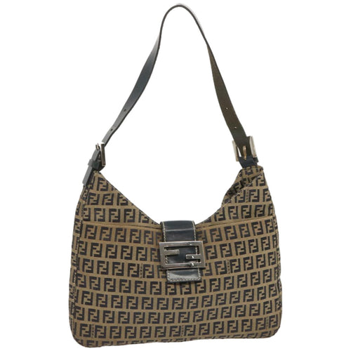 FENDI Zucchino Canvas Mamma Baguette Shoulder Bag Navy67822