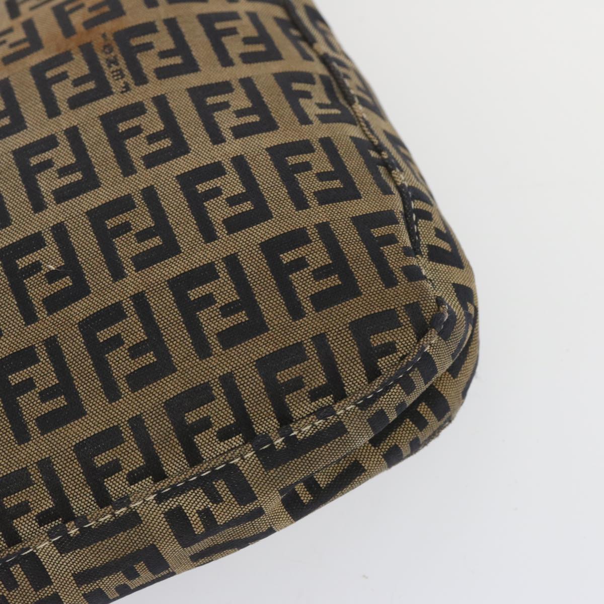 FENDI Zucchino Canvas Mamma Baguette Shoulder Bag Navy67822