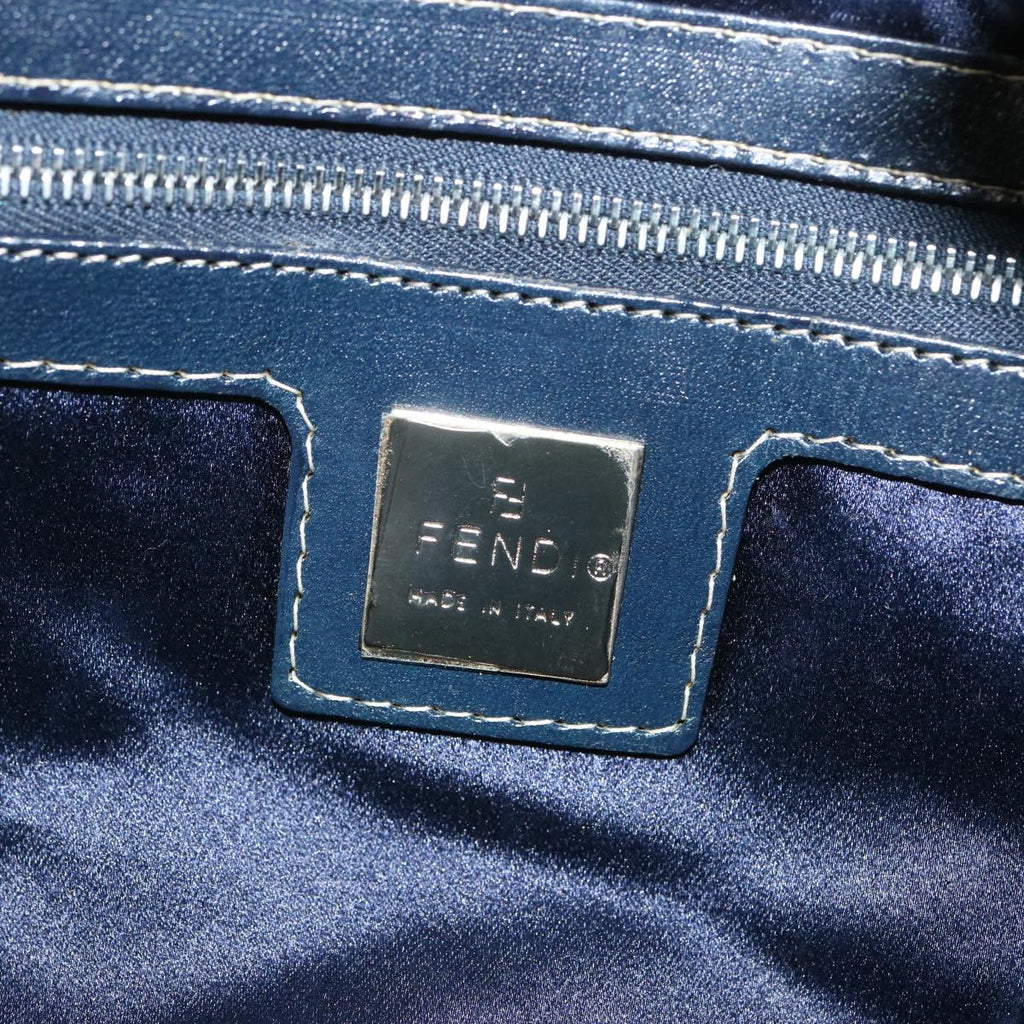 FENDI Zucchino Canvas Mamma Baguette Shoulder Bag Navy67822