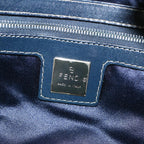 FENDI Zucchino Canvas Mamma Baguette Shoulder Bag Navy67822