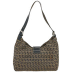 FENDI Zucchino Canvas Mamma Baguette Shoulder Bag Navy67822