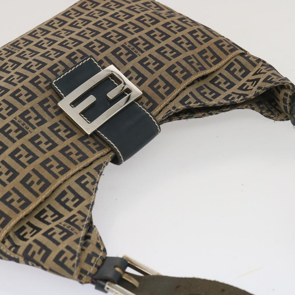 FENDI Zucchino Canvas Mamma Baguette Shoulder Bag Navy67822
