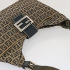 FENDI Zucchino Canvas Mamma Baguette Shoulder Bag Navy67822