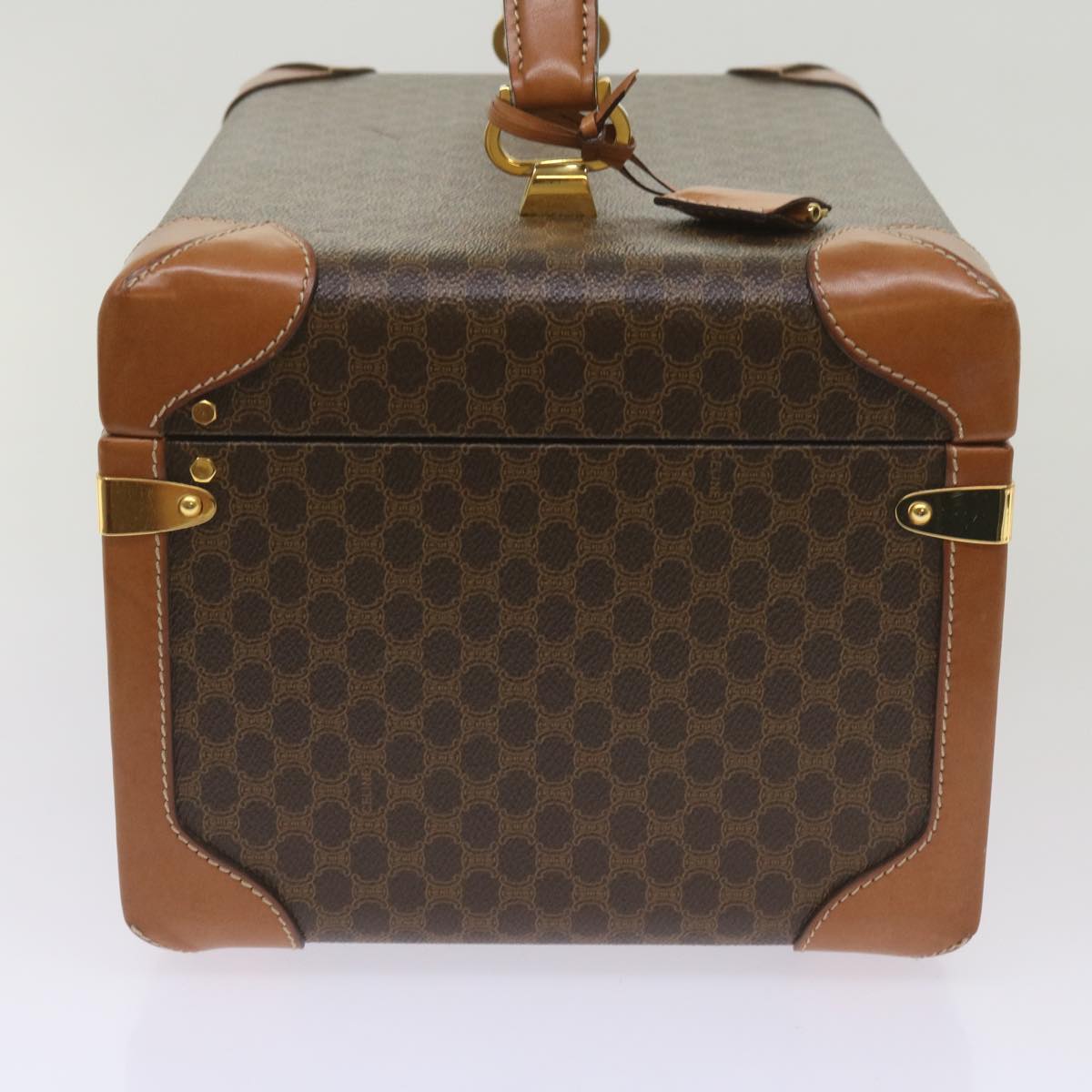 CELINE Macadam Canvas Vany Case Hand Bag PVC Brown  67848A