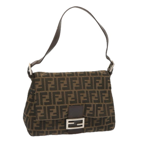 FENDI Zucca Canvas Mamma Baguette Shoulder Bag Black Brown67991