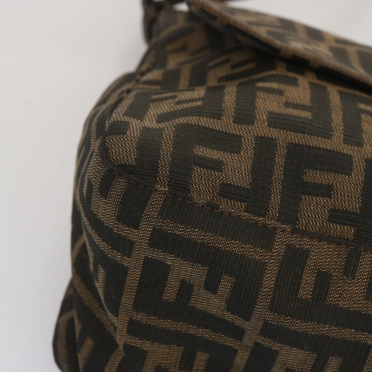 FENDI Zucca Canvas Mamma Baguette Shoulder Bag Black Brown67991