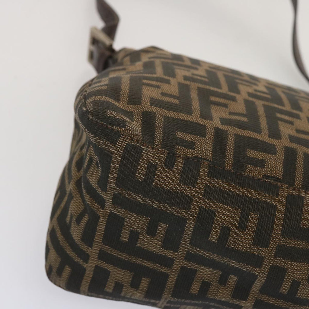 FENDI Zucca Canvas Mamma Baguette Shoulder Bag Black Brown67991