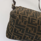 FENDI Zucca Canvas Mamma Baguette Shoulder Bag Black Brown67991