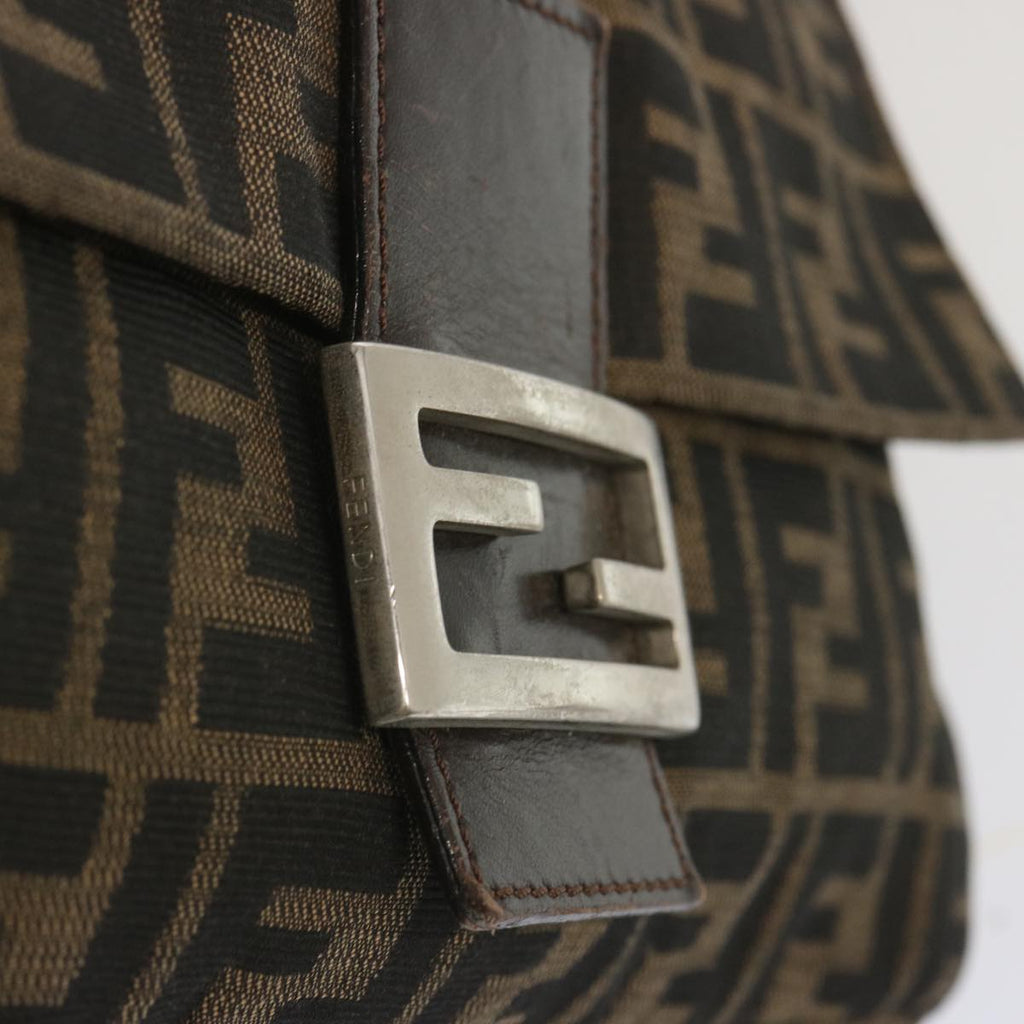 FENDI Zucca Canvas Mamma Baguette Shoulder Bag Black Brown67991