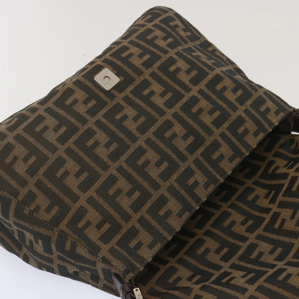 FENDI Zucca Canvas Mamma Baguette Shoulder Bag Black Brown67991