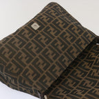 FENDI Zucca Canvas Mamma Baguette Shoulder Bag Black Brown67991